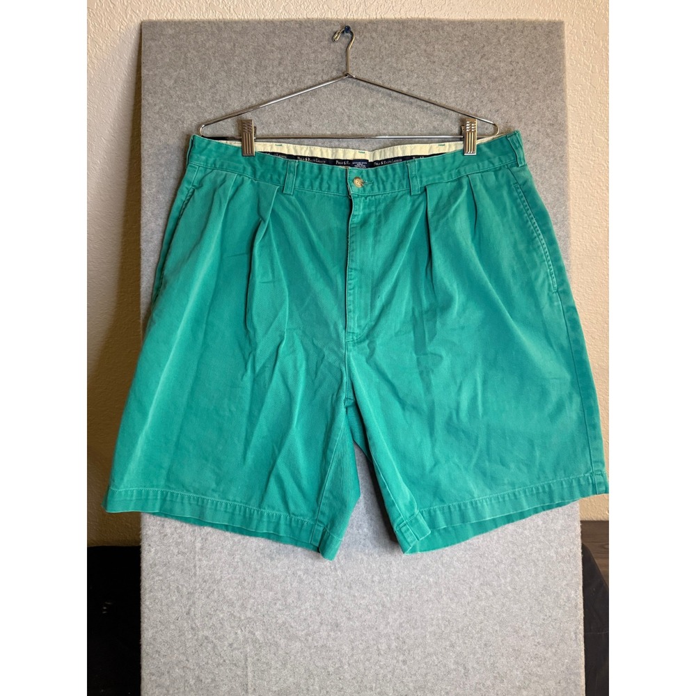 Polo Ralph Lauren Tyler Short Mens 38 Green Pleated Front Chino Cotton Twill